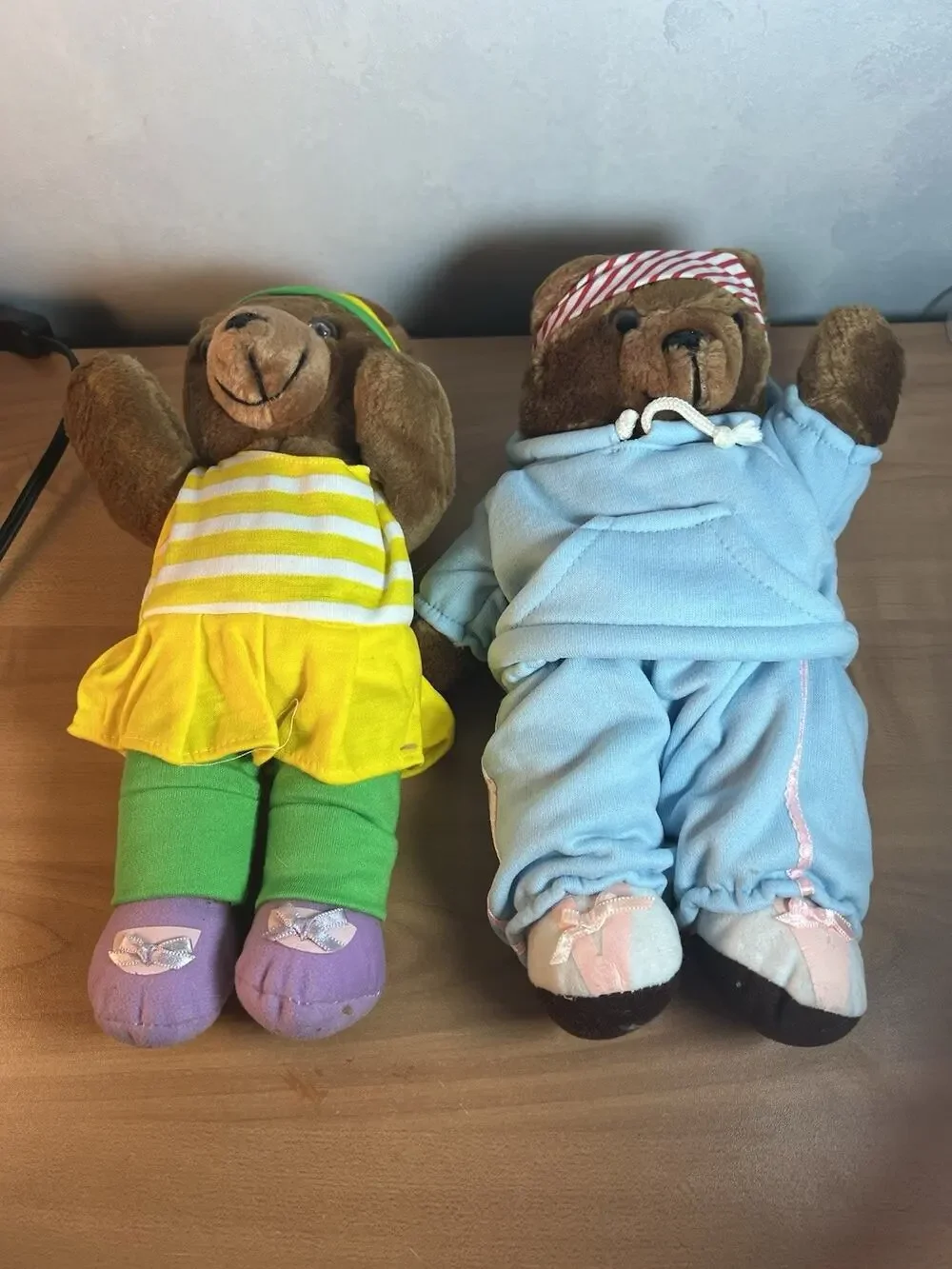 Two Teddy Bears Vintage 80s Workout Aerobic Clothes 11”